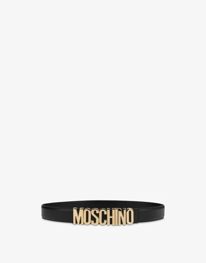 Belt in leather with logo