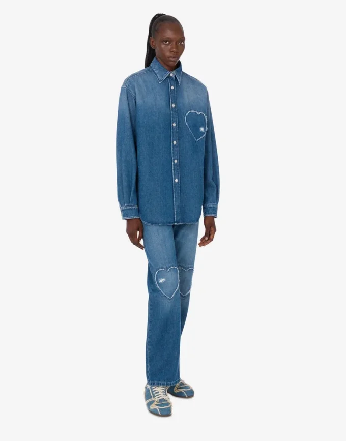 Blue cotton denim shirt