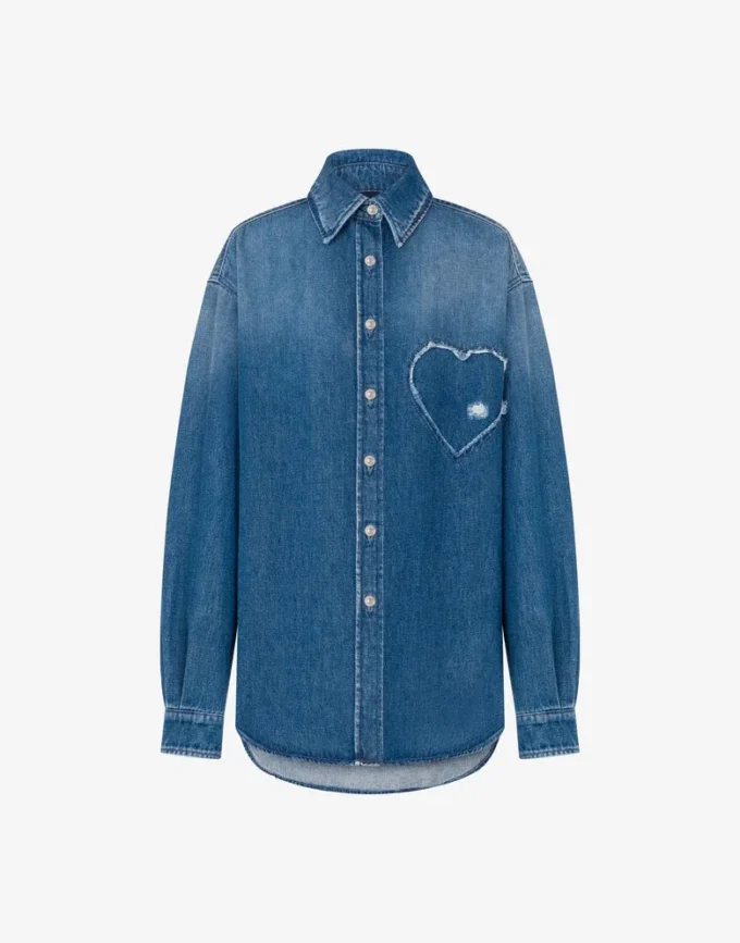 Blue cotton denim shirt