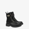 Calf and nylon ankle boots