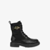 Calf and nylon ankle boots