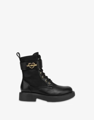 Calf and nylon ankle boots