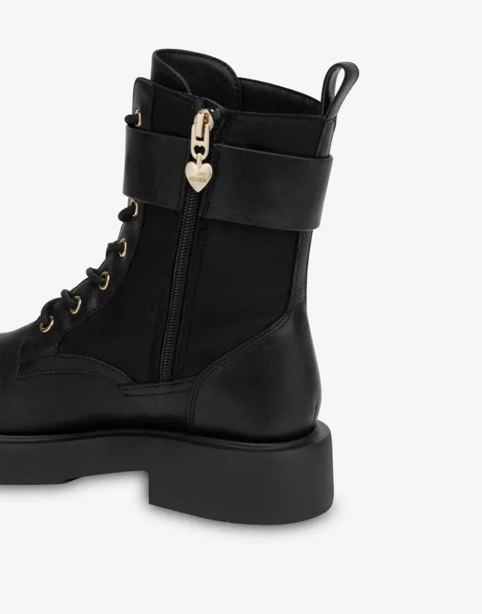 Calf and nylon ankle boots