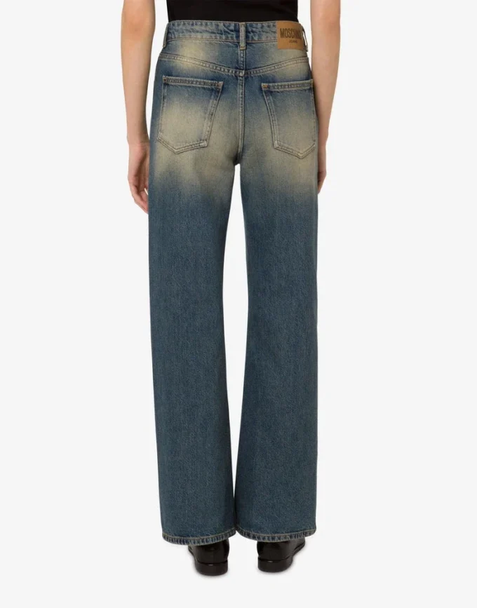 Cotton denim flare pants