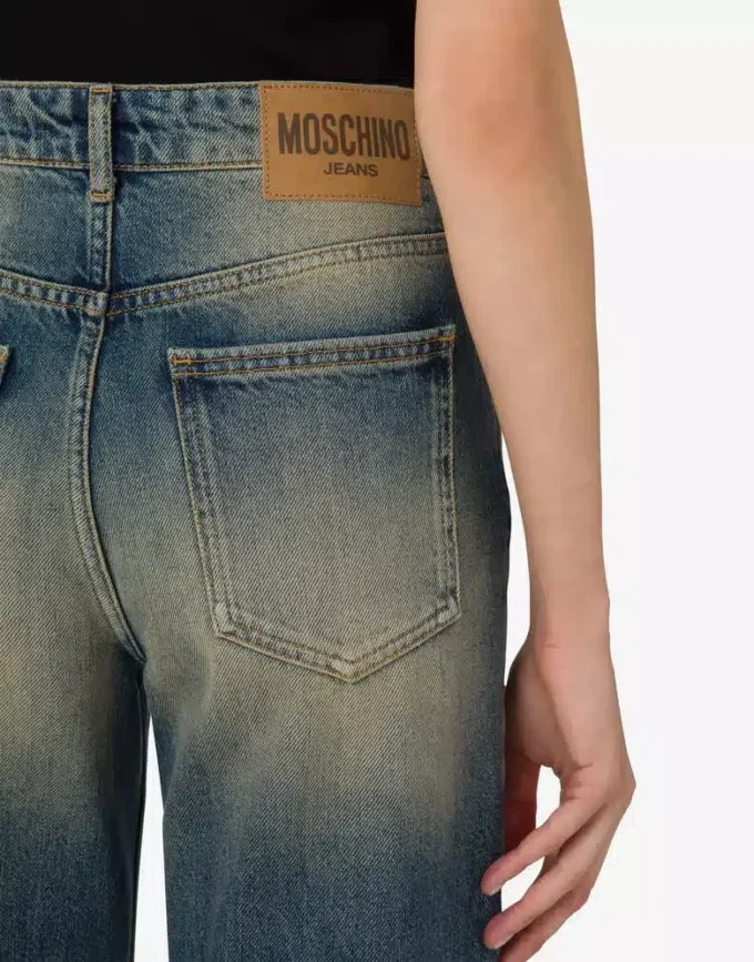 Cotton denim flare pants
