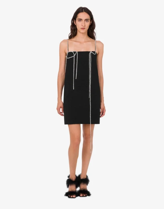 Embellished stretch crepe dress