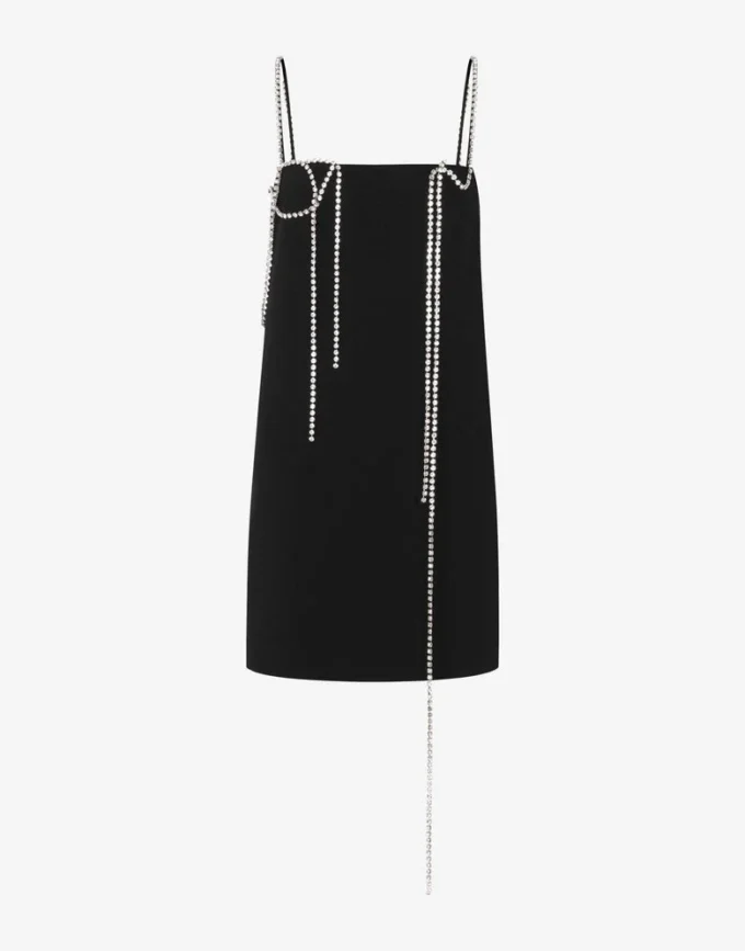 Embellished stretch crepe dress