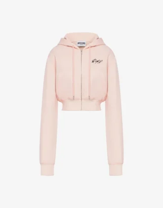 Embroidered cotton crop sweatshirt