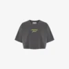 Embroidered cotton jersey crop top