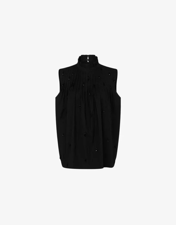 Embroidered cotton poplin top