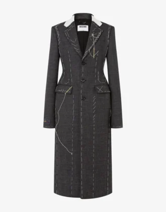 Embroidered wool canvas coat