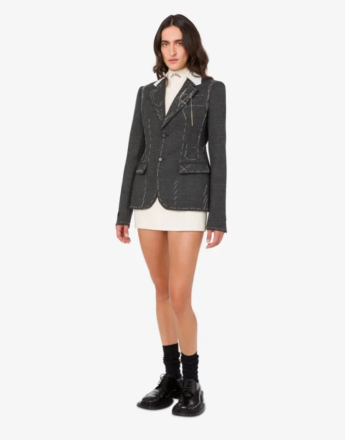 Embroidered wool canvas jacket
