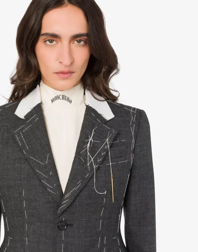 Embroidered wool canvas jacket