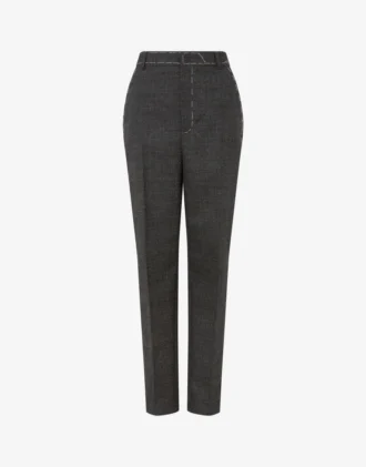 Embroidered wool canvas pants