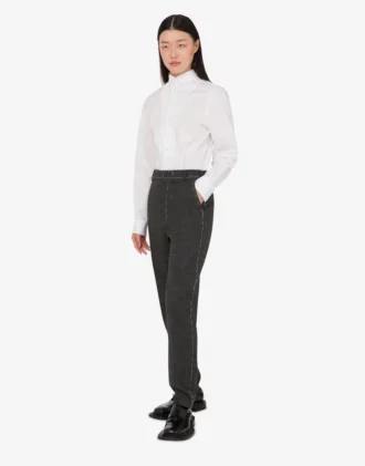Embroidered wool canvas pants