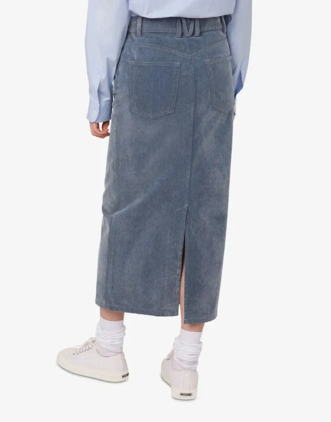 Flocked denim skirt