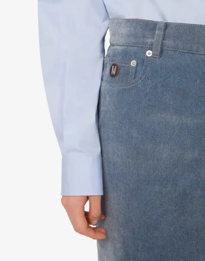 Flocked denim skirt
