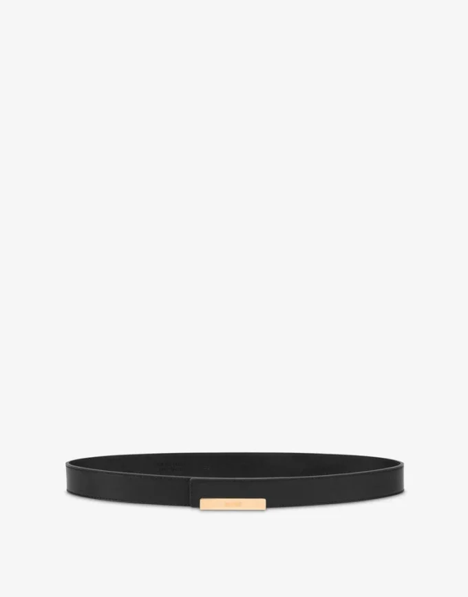 Metal Plaque calfskin belt