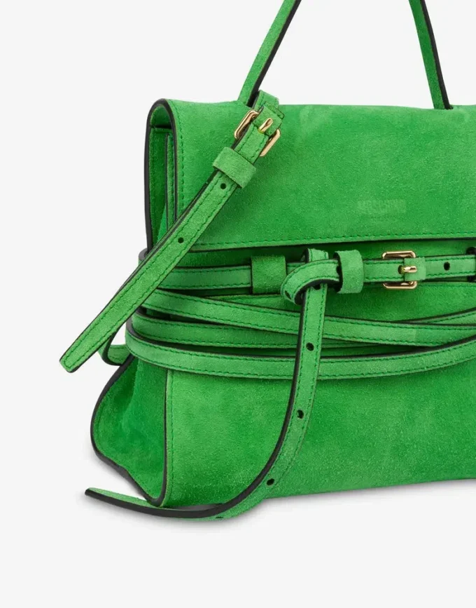 Moschino Tie Me bag in suede Small