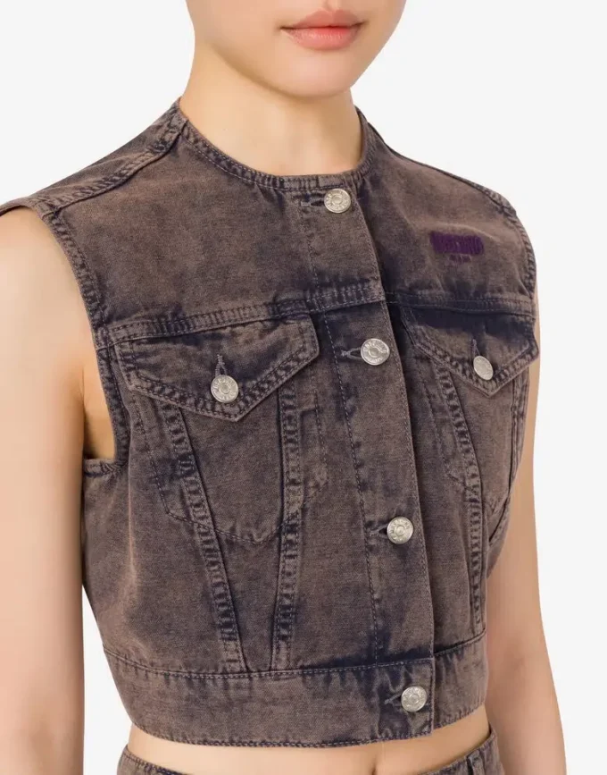 Overtinted cotton canvas vest