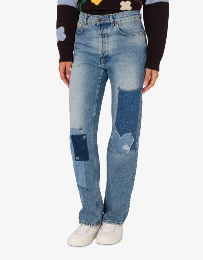Patchwork denim pants