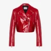 Patent leather biker crop jacket