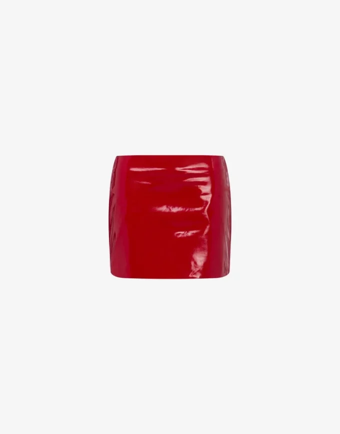Patent leather mini skirt