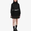 Polka Dots wool blend diagonal miniskirt