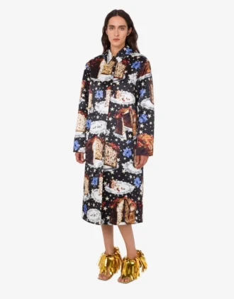 Printed cotton blend coat
