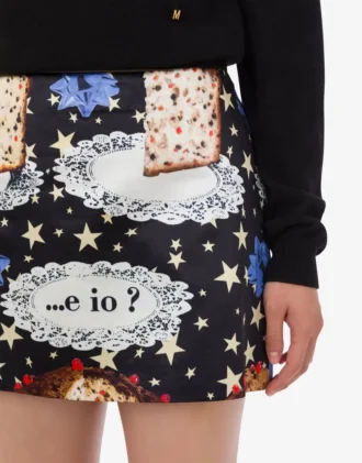 Printed cotton blend miniskirt