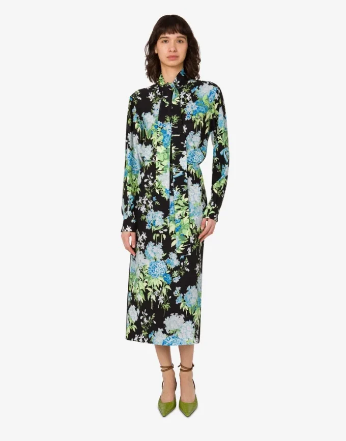 Printed silk satin skirt