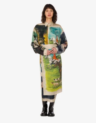 Printed silk twill shirt