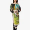Printed silk twill skirt