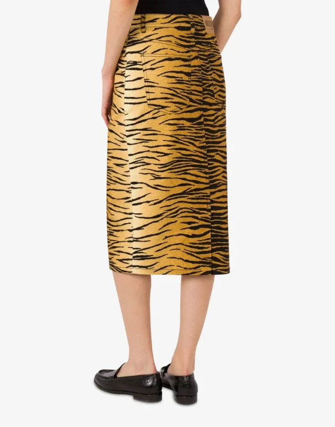 Printed stretch cotton gabardine skirt