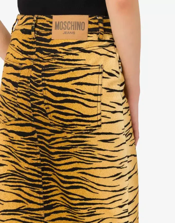 Printed stretch cotton gabardine skirt