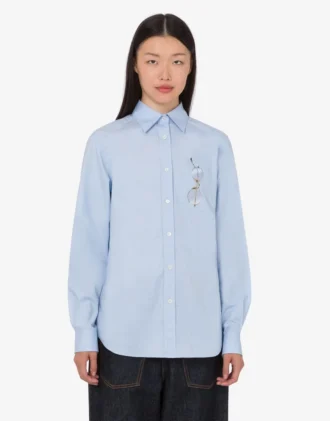 Printed stretch cotton poplin shirt