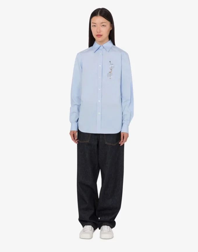 Printed stretch cotton poplin shirt