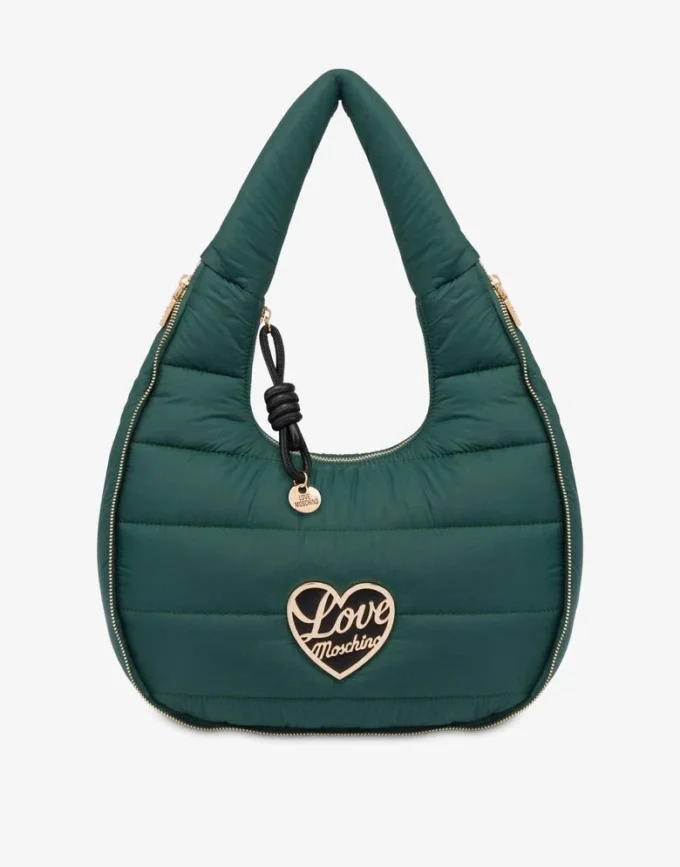 Quilted nylon hobo bag