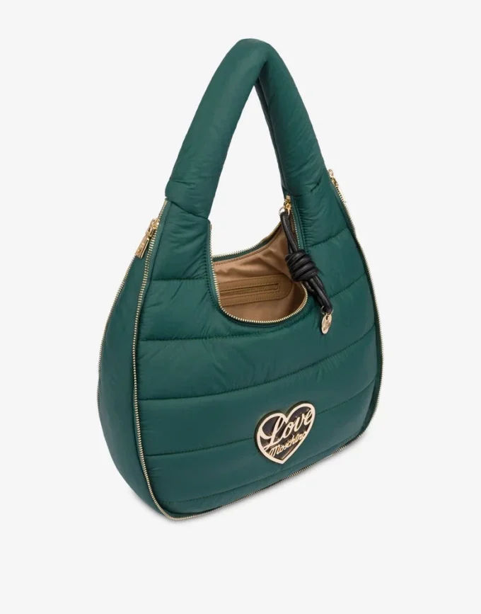 Quilted nylon hobo bag