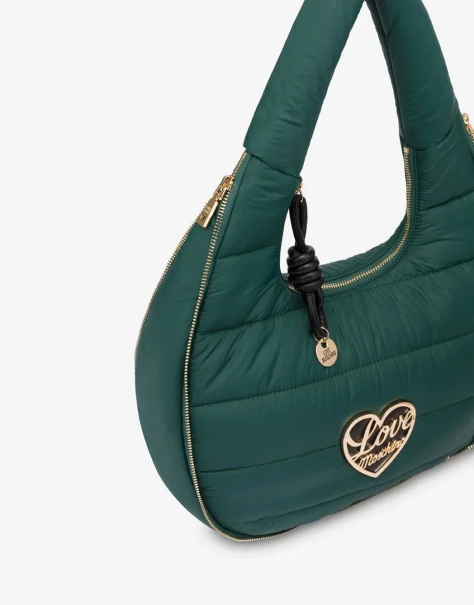 Quilted nylon hobo bag