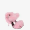 Satin sandals with feathers
