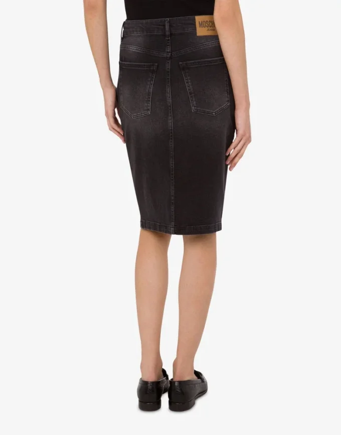 Stretch cotton denim skirt