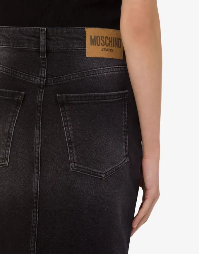 Stretch cotton denim skirt