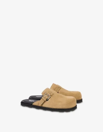 Suede sabot with strap