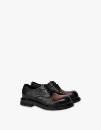Two-tone brushed calfskin derby