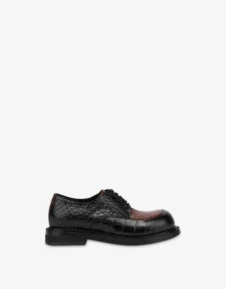 Two-tone brushed calfskin derby