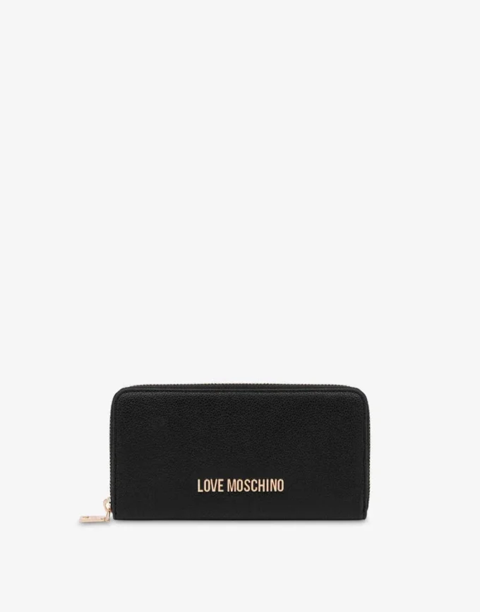 Zip-around wallet with lettering logo