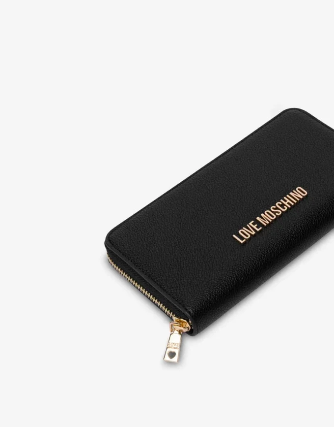 Zip-around wallet with lettering logo